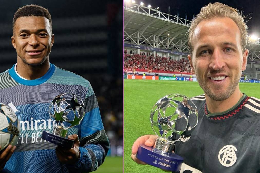 足坛前二前锋欧冠隔空比拼 姆巴佩戴帽9场13球 凯恩双响9场17球